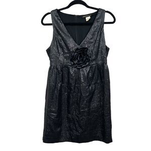 Akira Chicago Black Label Women Sequin Sheath Dress Flower Detail Lined Black M*